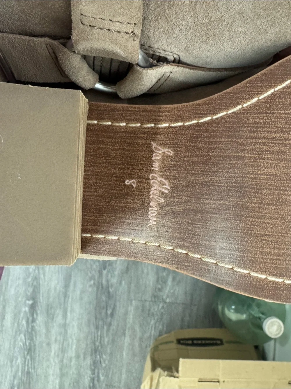 Sam Edelman Taupe Suede Ankle Booties with Harness Detail